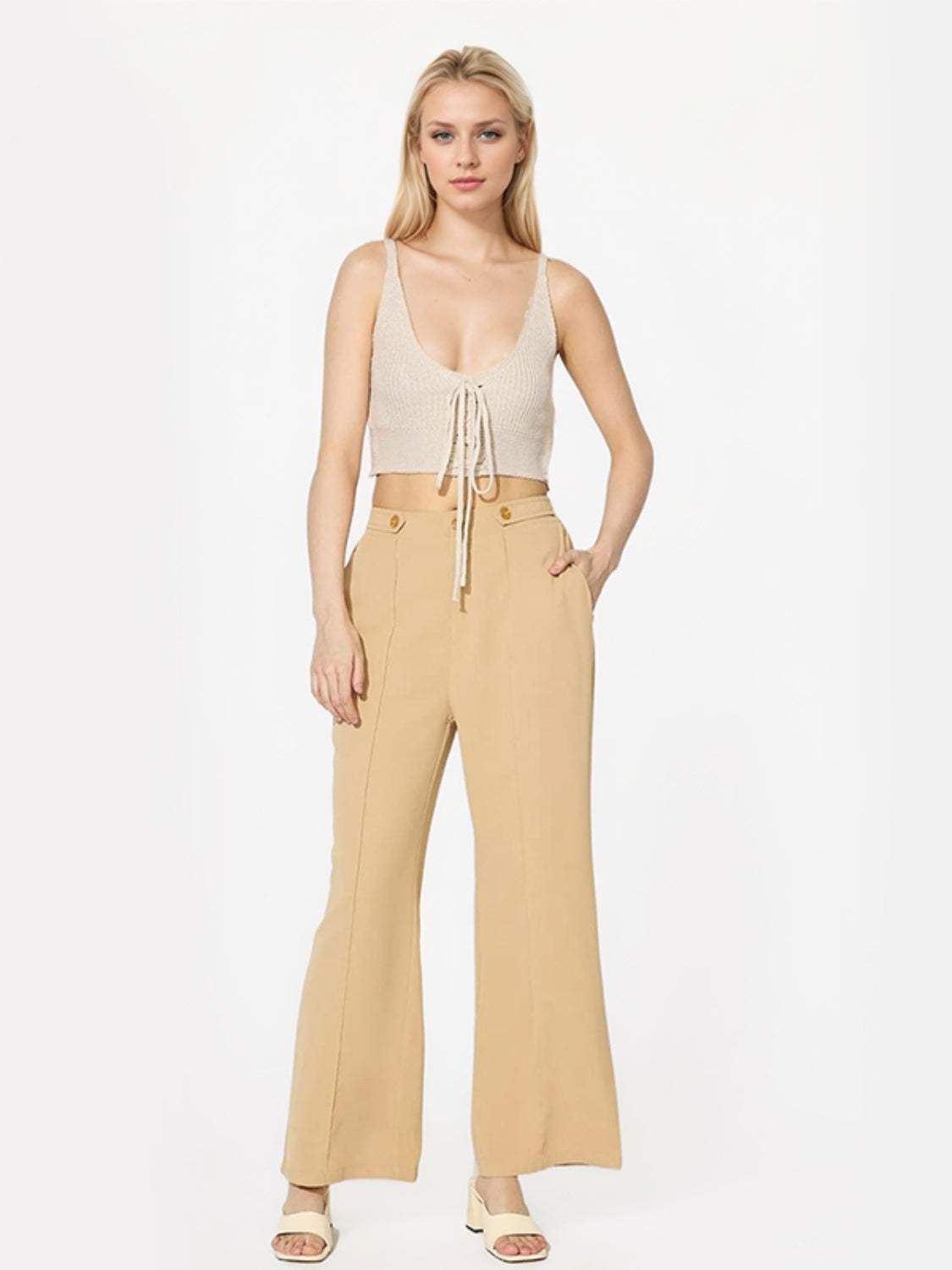 Wide Leg Pants with Pockets - Trendsi - Flyclothing LLC