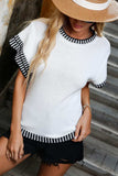 Round Neck Short Sleeve Knit Top - Trendsi - Flyclothing LLC