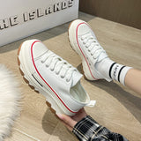 Round Toe Platform Canvas Sneakers - Trendsi