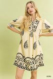 Umgee Paisley Mandala Print Babydoll Dress - Trendsi - Flyclothing LLC