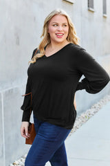 Basic Bae Full Size V-Neck Lantern Sleeve Top - ShopBasicbae - Flyclothing LLC