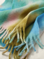 Fringe Tie-Dye Polyester Scarf - Trendsi