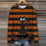 Women's Long-sleeve Crew-neck Halloween-print Hoodie