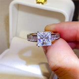 3 Carat Moissanite 925 Sterling Silver Square Shape Ring - Trendsi - Flyclothing LLC