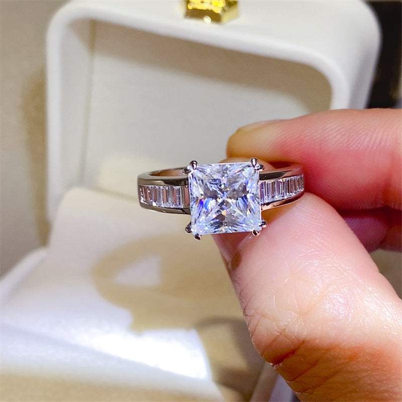 3 Carat Moissanite 925 Sterling Silver Square Shape Ring - Trendsi - Flyclothing LLC
