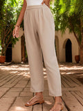 Ruched Half Elastic Waist Pants - Trendsi - Flyclothing LLC