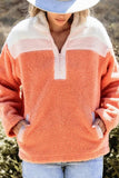 Contrast Half Zip Long Sleeve Sweatshirt - Trendsi - Flyclothing LLC