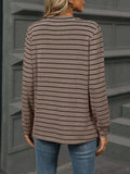 Striped Henley T-Shirt with Button Detail - Trendsi - Flyclothing LLC