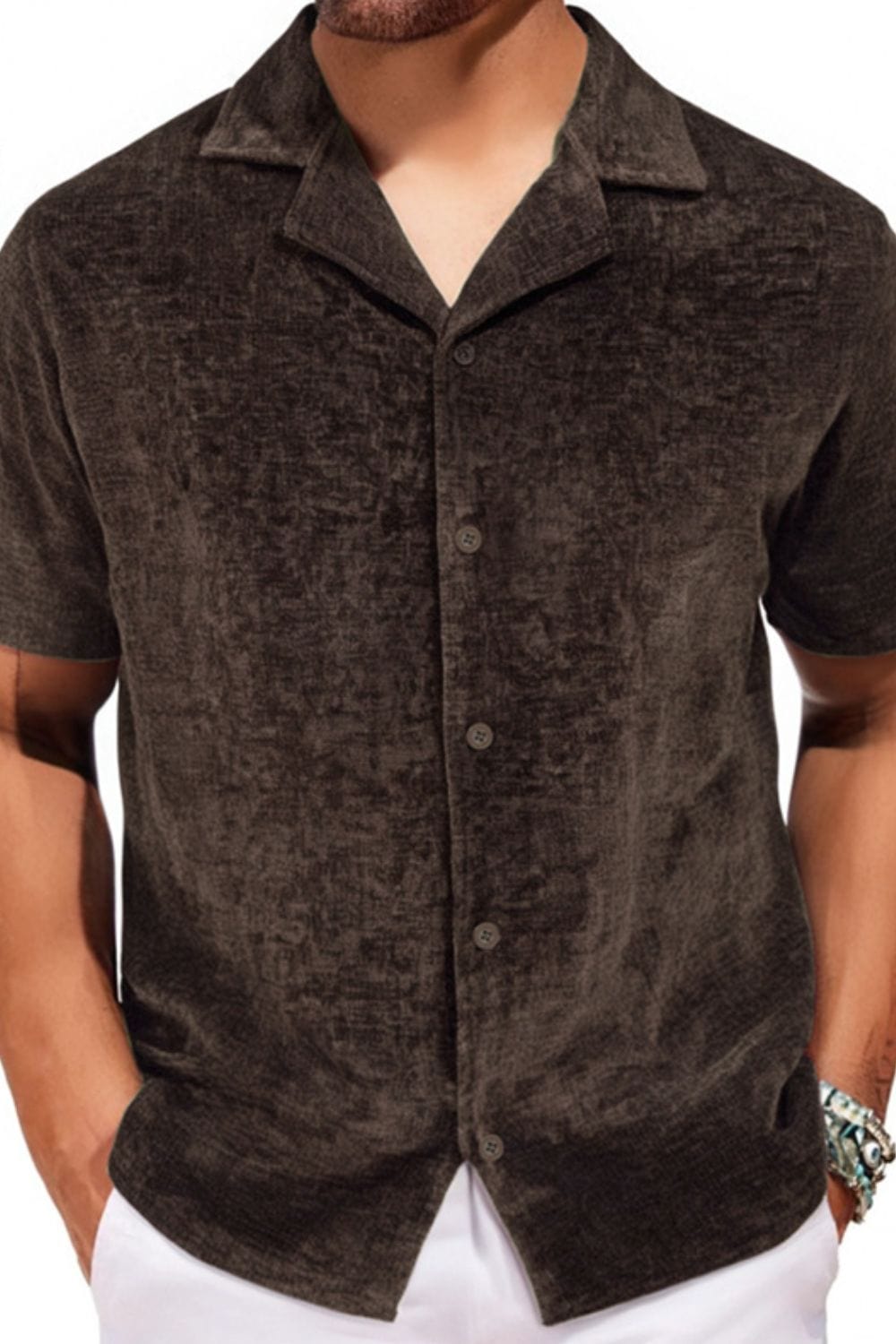 Men's Plus Size Button Down Short Sleeve Shirt - Trendsi