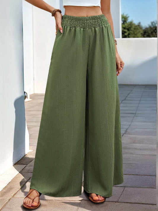 Perfee Smocked Wide Leg Pants - Trendsi - Flyclothing LLC