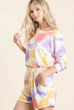 BiBi Tie Dye French Terry Top and Shorts Set - Trendsi - Flyclothing LLC