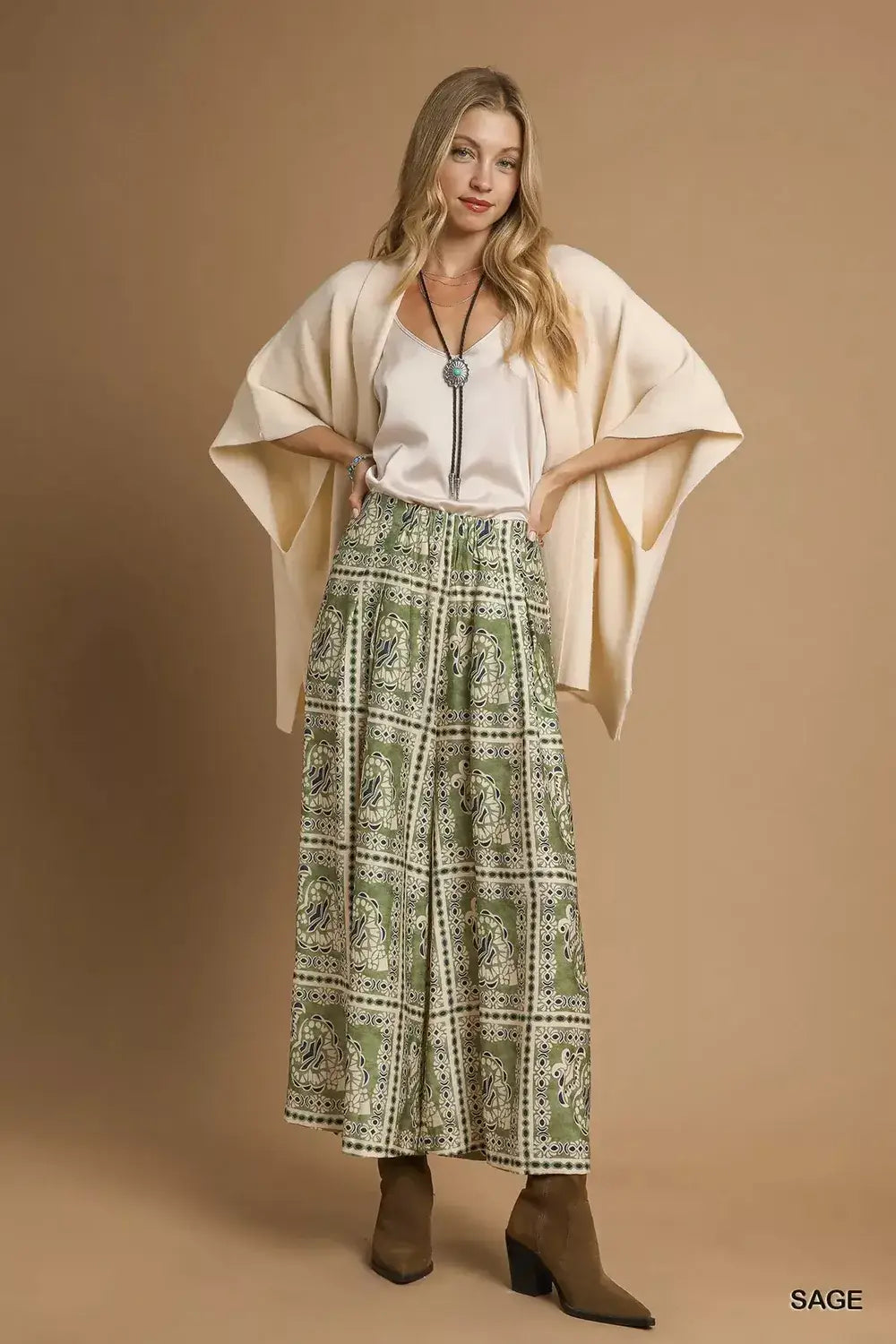 Umgee Bohemian Print Pants with Pockets - Trendsi - Flyclothing LLC