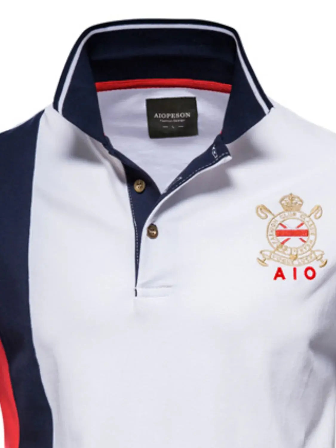 Men's Embroidered Collared Neck Striped Contrast Polo - Trendsi - Flyclothing LLC