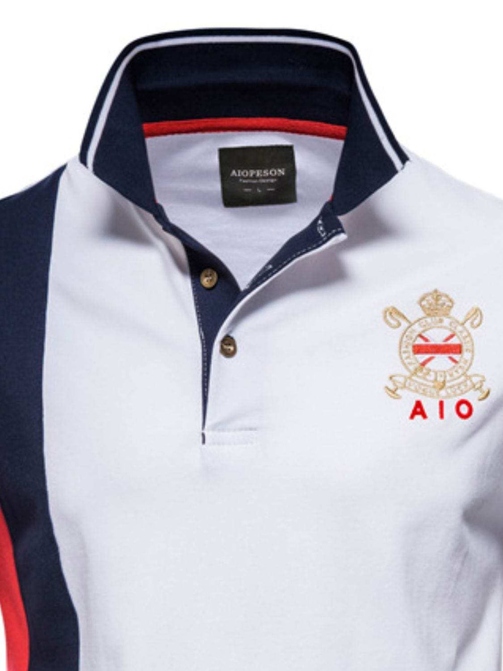 Men's Embroidered Collared Neck Striped Contrast Polo - Trendsi - Flyclothing LLC