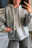 Ruffled Drawstring Long Sleeve Hoodie - Trendsi - Flyclothing LLC