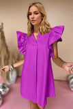 Oh Ruched Johnny Collar Cap Sleeve Mini Dress - Trendsi