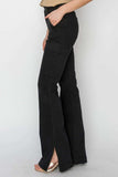Risen Full Size High Rise Side Slit Cargo Bootcut Jeans - Trendsi - Flyclothing LLC