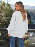 Slit Round Neck Long Sleeve Sweatshirt - Trendsi