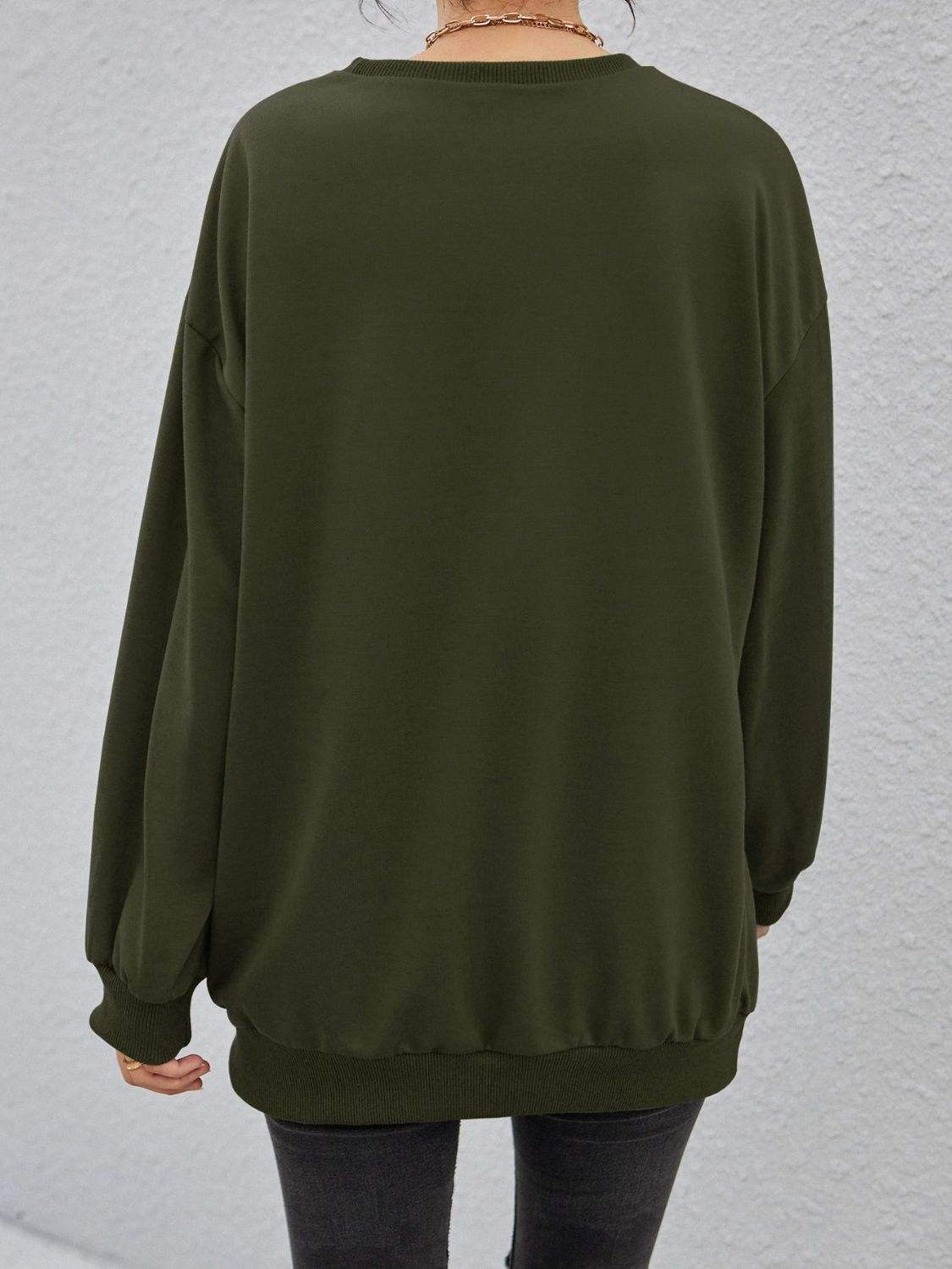 Stereoscopic Letter Round Neck Long Sleeve Sweatshirt - Trendsi - Flyclothing LLC