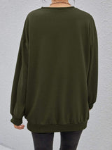 Stereoscopic Letter Round Neck Long Sleeve Sweatshirt - Trendsi - Flyclothing LLC
