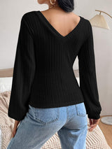 V-Neck Long Sleeve T-Shirt - Trendsi - Flyclothing LLC