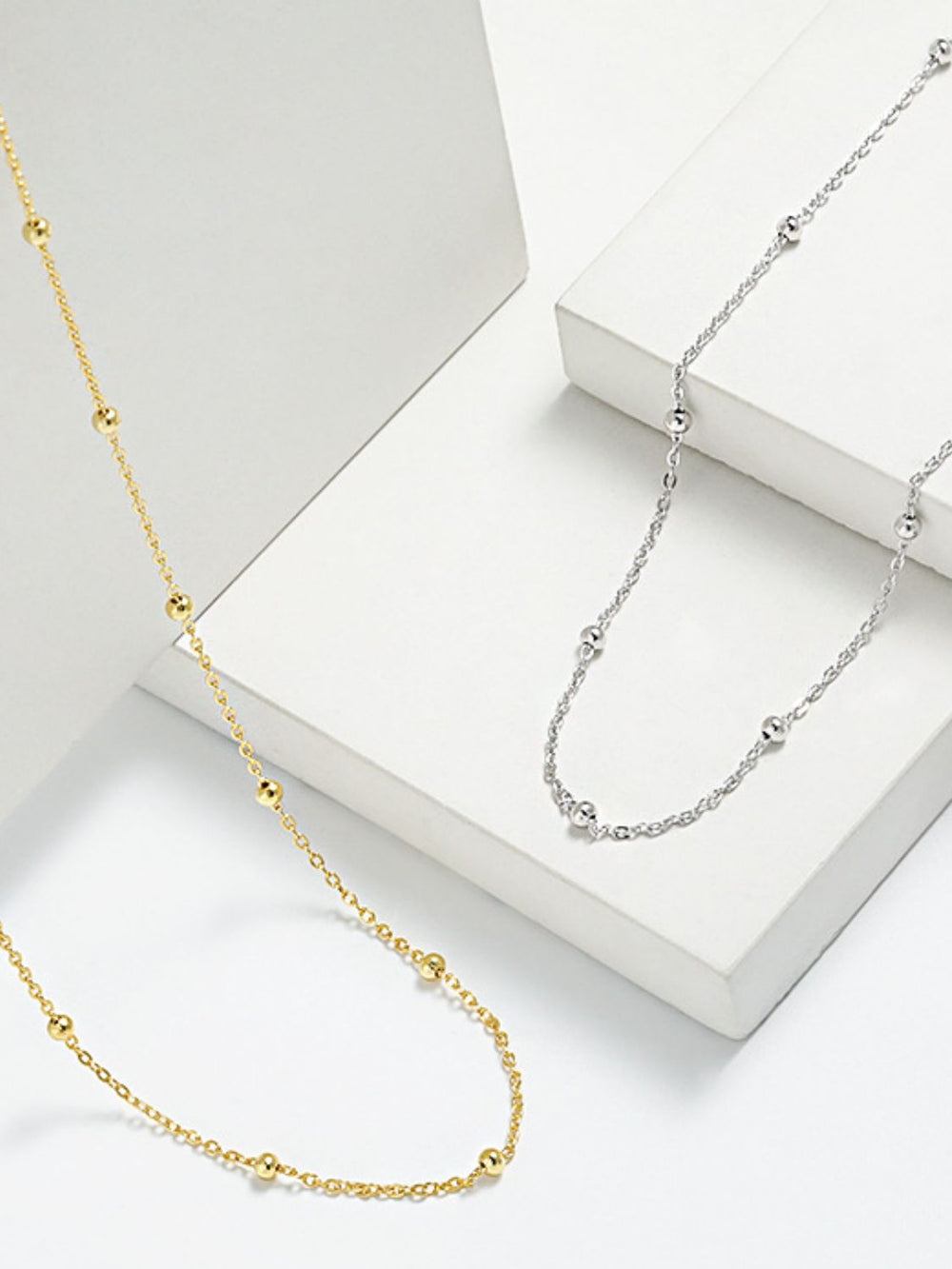 925 Sterling Silver Beaded Necklace - Trendsi