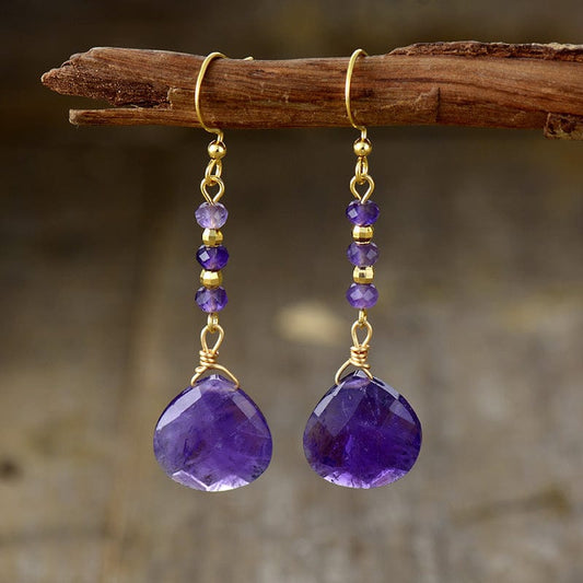 Natural Stone Bead Shape Earrings - Trendsi