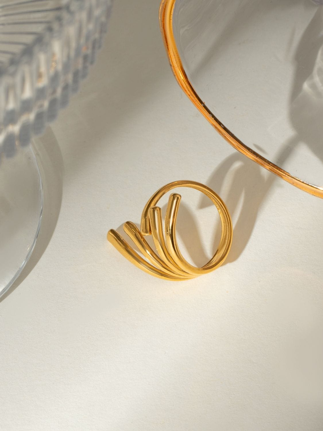 18K Gold-Plated Stainless Steel Irregular Open Ring - Trendsi