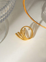 18K Gold-Plated Stainless Steel Irregular Open Ring - Trendsi - Flyclothing LLC
