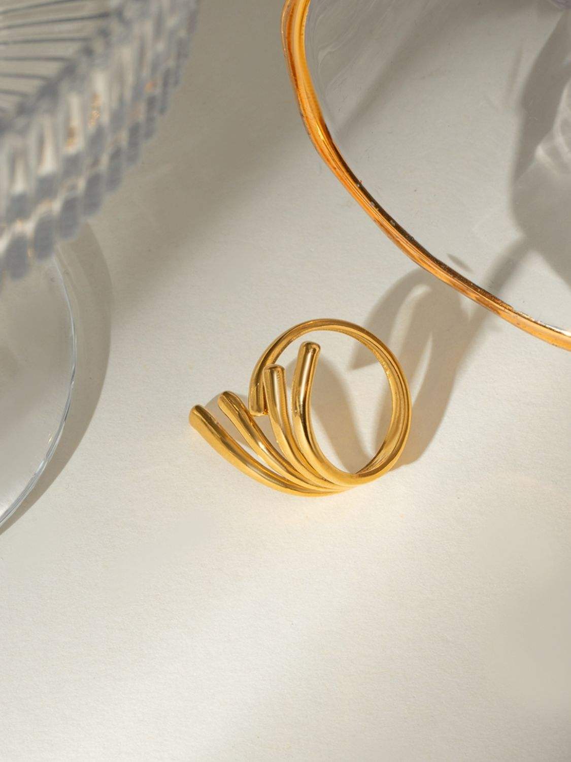 18K Gold-Plated Stainless Steel Irregular Open Ring - Trendsi - Flyclothing LLC