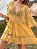 Lace Detail Plunge Cover-Up Dress - Trendsi - Flyclothing LLC