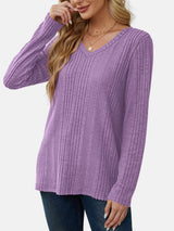 V-Neck Long Sleeve T-Shirt - Trendsi - Flyclothing LLC