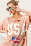 BiBi Washed American Flag Graphic Distressed T-Shirt - Trendsi - Flyclothing LLC