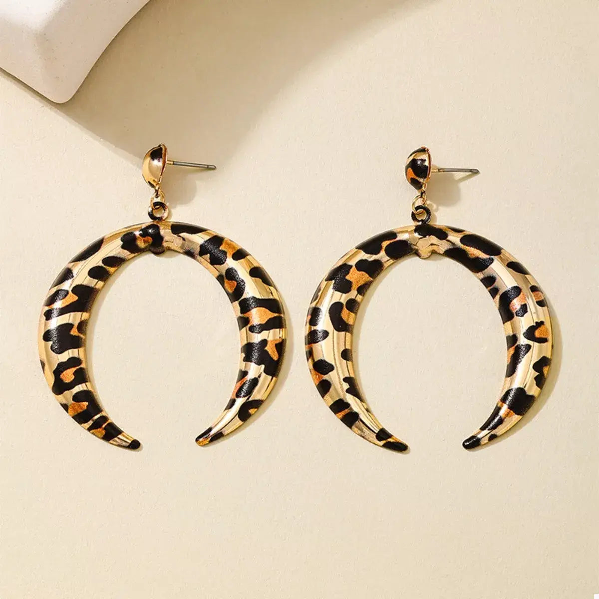 Leopard Crescent Dangle Earrings - Trendsi - Flyclothing LLC