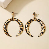 Leopard Crescent Dangle Earrings - Trendsi - Flyclothing LLC