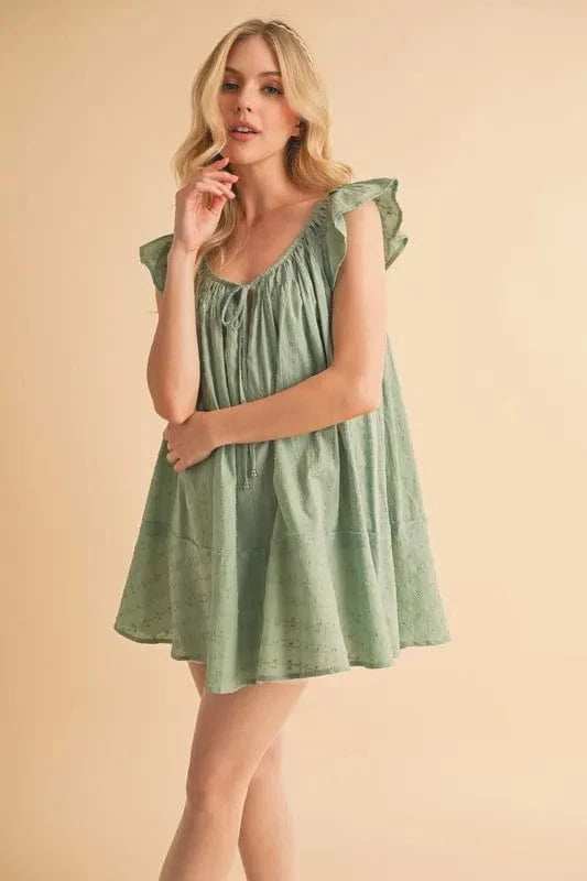 Aemi+Co Ruffled Cap Sleeve Cotton Tunic Mini Dress - Trendsi - Flyclothing LLC