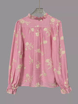 Floral Embroidered Long Sleeve Shirt - Trendsi - Flyclothing LLC