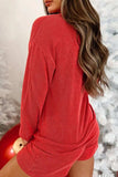 MERRY Round Neck Long Sleeve Top and Shorts Lounge Set - Trendsi - Flyclothing LLC
