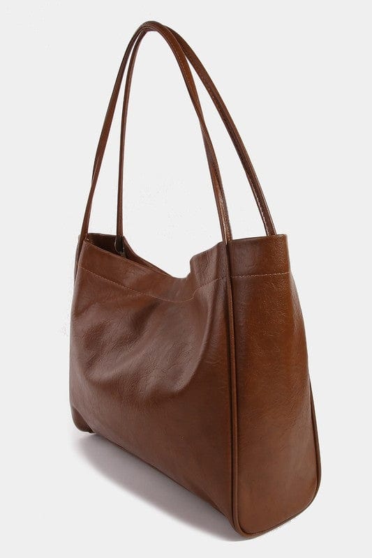 Fame Faux Leather Tote Bag - Trendsi
