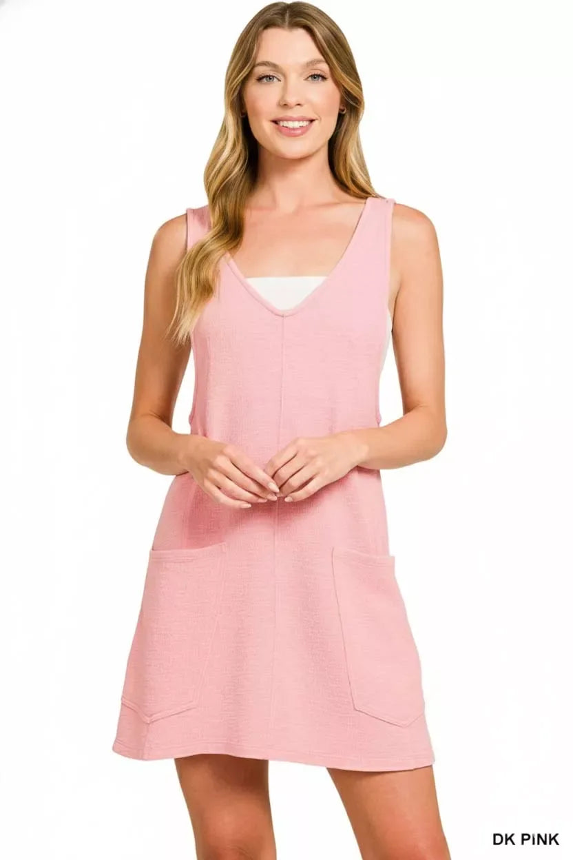 Zenana Washed Slub Adjustable Strap Overall Dress - Trendsi - Flyclothing LLC