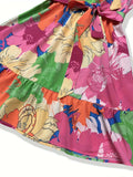 Tied Printed Mock Neck Sleeveless Dress - Trendsi - Flyclothing LLC