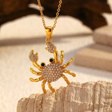 18K Gold-Plated Crab Pendant Necklace - Trendsi - Flyclothing LLC