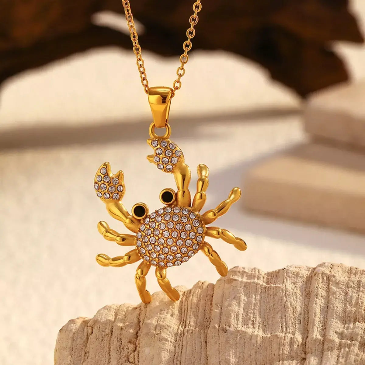 18K Gold-Plated Crab Pendant Necklace - Trendsi - Flyclothing LLC