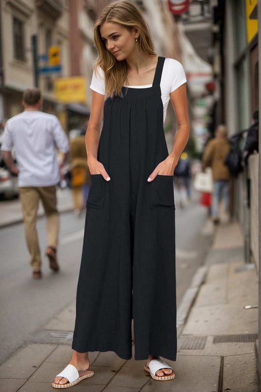 Double Take Full Size Wide Leg Overalls with Pockets - Trendsi - Flyclothing LLC