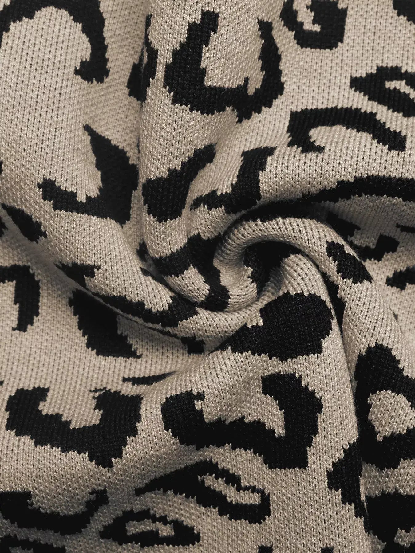 Frill Leopard Long Sleeve Sweater - Trendsi - Flyclothing LLC