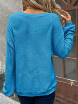 Plus Size Relaxed Fit Waffle Knit Round Neck T-Shirt - Trendsi - Flyclothing LLC