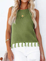 Tassel Knit Tank - Trendsi - Flyclothing LLC