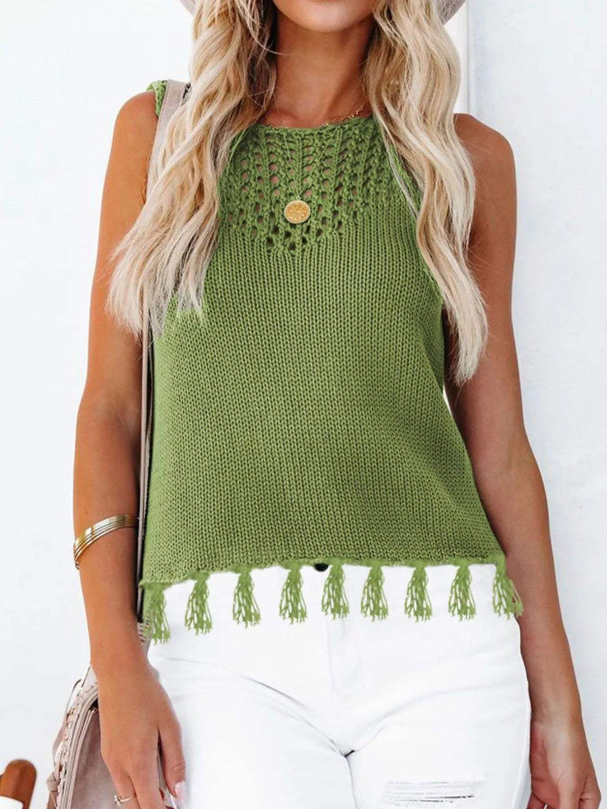 Tassel Knit Tank - Trendsi - Flyclothing LLC