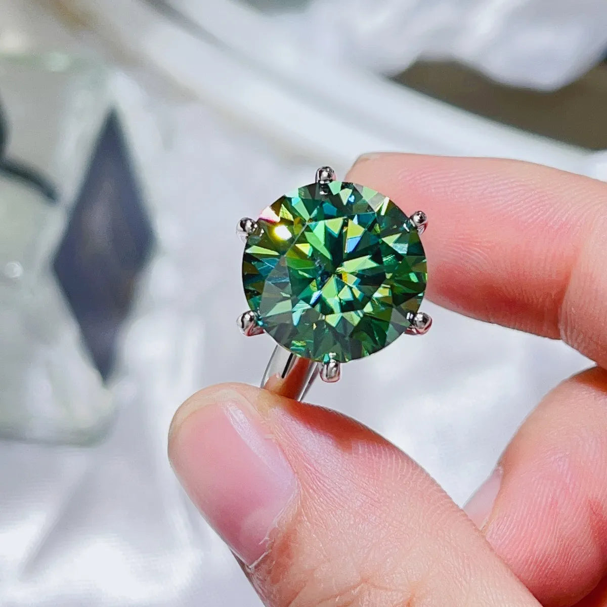 10 Carat Moissanite 925 Sterling Silver Ring - Trendsi - Flyclothing LLC