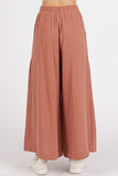 Mittoshop Gauze Elastic Waist Pleated Wide Leg Pants - Trendsi